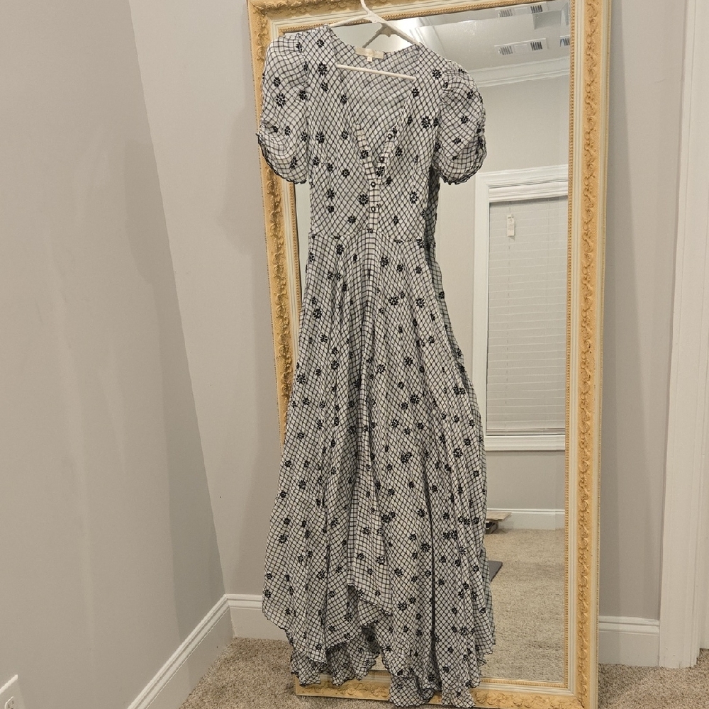 LoveShackFancy Black and White High Low Dress